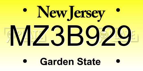 MZ3B929 New Jersey License Plate