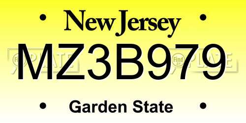 MZ3B979 New Jersey License Plate