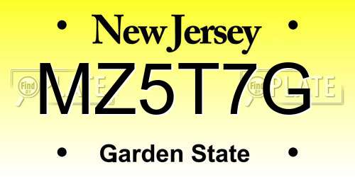 MZ5T7G New Jersey License Plate
