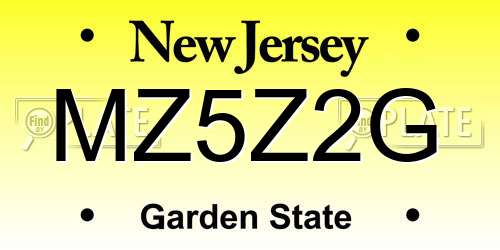MZ5Z2G New Jersey License Plate