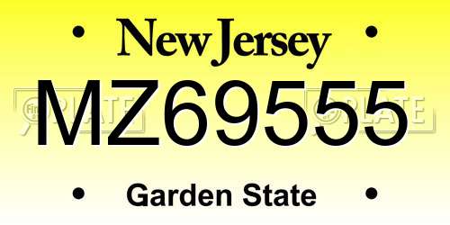 MZ69555 New Jersey License Plate