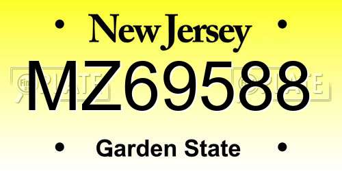 MZ69588 New Jersey License Plate
