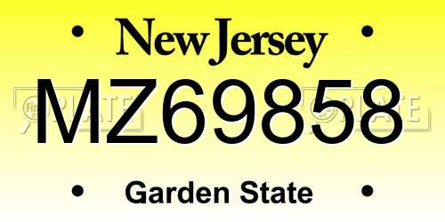 MZ69858 New Jersey License Plate