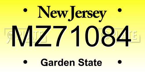 MZ71084 New Jersey License Plate