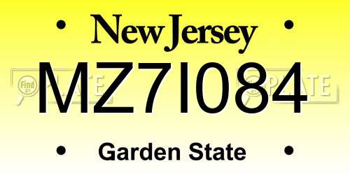 MZ7I084 New Jersey License Plate