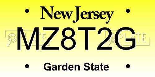 MZ8T2G New Jersey License Plate