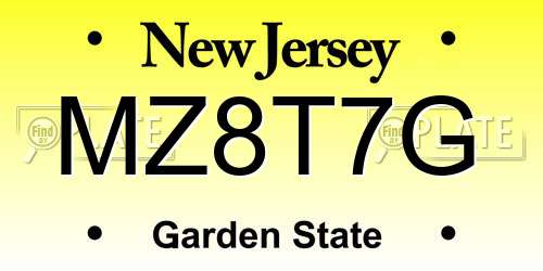 MZ8T7G New Jersey License Plate