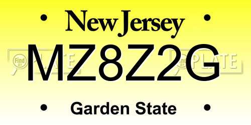 MZ8Z2G New Jersey License Plate