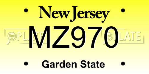 MZ970 New Jersey License Plate