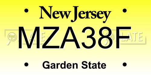 MZA38F New Jersey License Plate