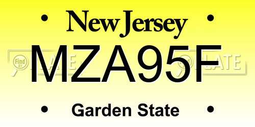 MZA95F New Jersey License Plate