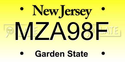 MZA98F New Jersey License Plate