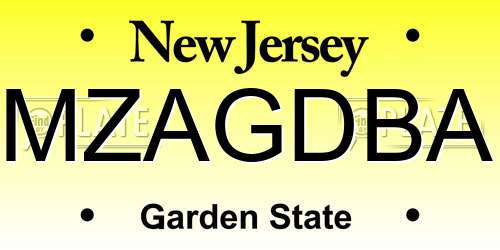MZAGDBA New Jersey License Plate