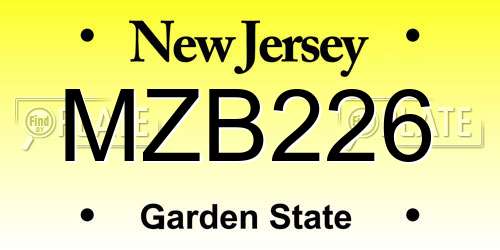 MZB226 New Jersey License Plate
