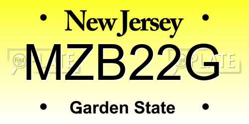 MZB22G New Jersey License Plate
