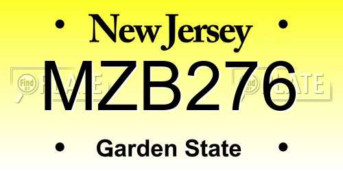 MZB276 New Jersey License Plate