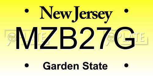 MZB27G New Jersey License Plate