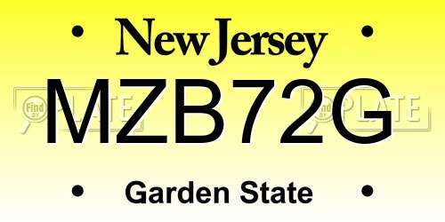 MZB72G New Jersey License Plate
