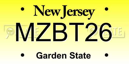 MZBT26 New Jersey License Plate