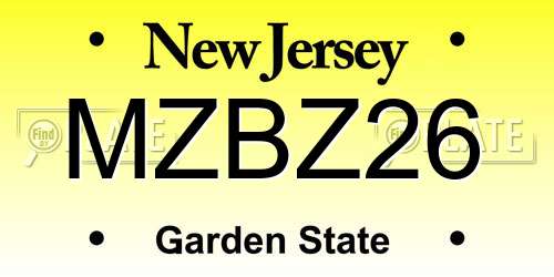 MZBZ26 New Jersey License Plate
