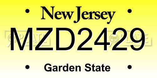 MZD2429 New Jersey License Plate