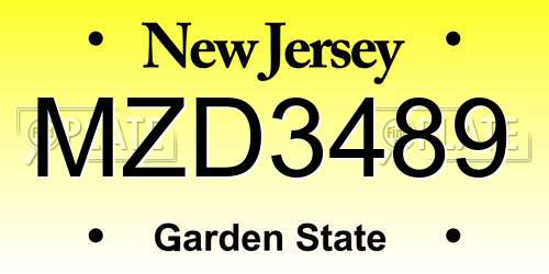 MZD3489 New Jersey License Plate