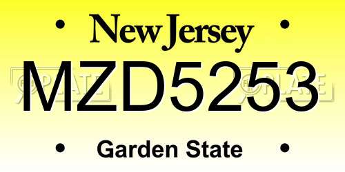 MZD5253 New Jersey License Plate