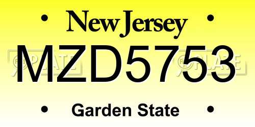 MZD5753 New Jersey License Plate