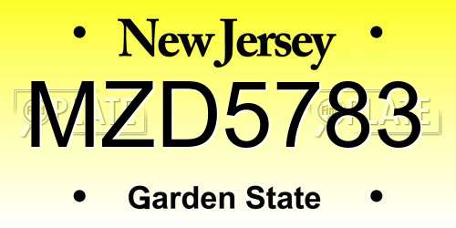 MZD5783 New Jersey License Plate