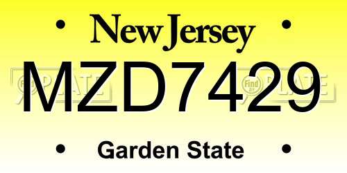 MZD7429 New Jersey License Plate