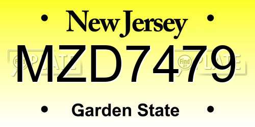 MZD7479 New Jersey License Plate