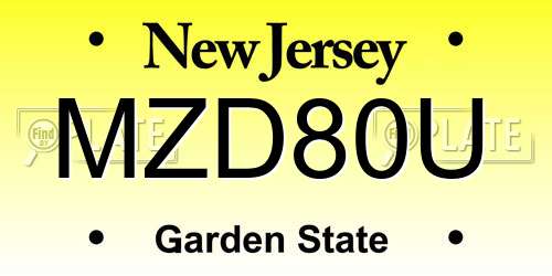 MZD80U New Jersey License Plate