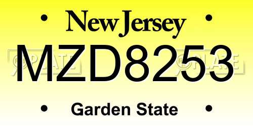 MZD8253 New Jersey License Plate