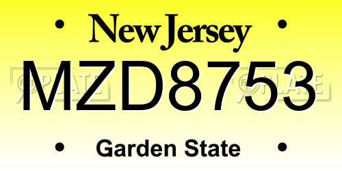 MZD8753 New Jersey License Plate