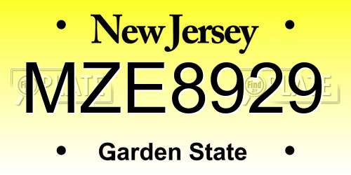 MZE8929 New Jersey License Plate