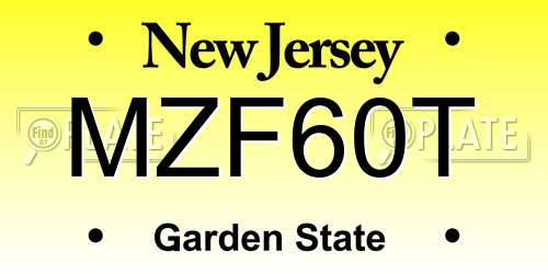 MZF60T New Jersey License Plate