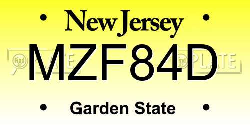 MZF84D New Jersey License Plate