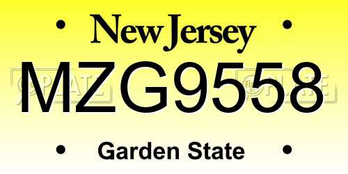 MZG9558 New Jersey License Plate