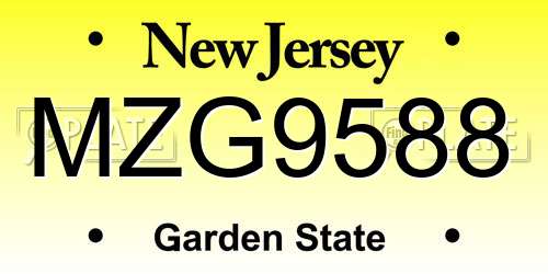 MZG9588 New Jersey License Plate