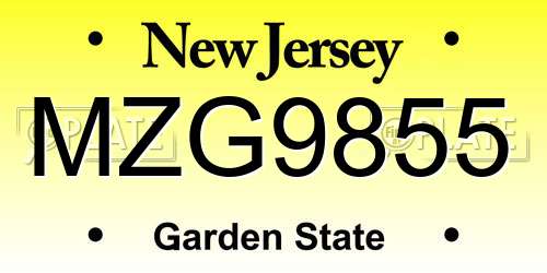 MZG9855 New Jersey License Plate