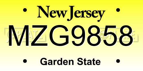 MZG9858 New Jersey License Plate