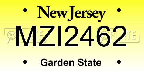 MZI2462 New Jersey License Plate