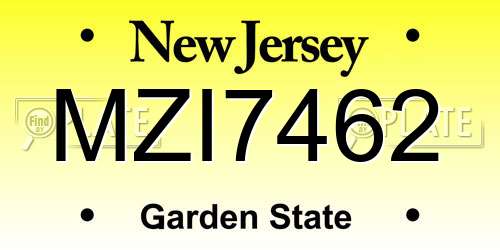 MZI7462 New Jersey License Plate