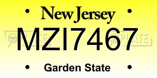 MZI7467 New Jersey License Plate