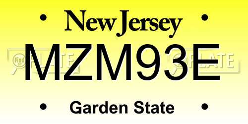 MZM93E New Jersey License Plate
