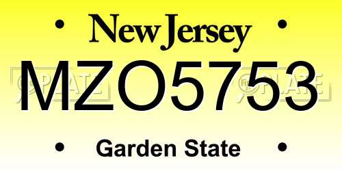 MZO5753 New Jersey License Plate