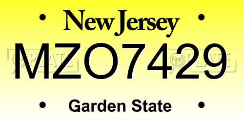 MZO7429 New Jersey License Plate