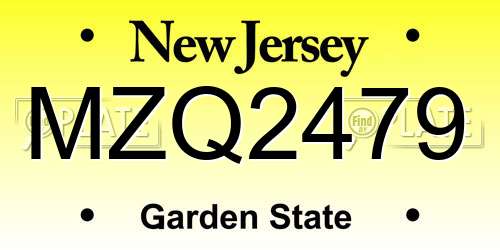 MZQ2479 New Jersey License Plate