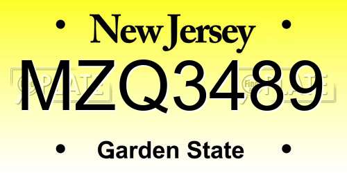MZQ3489 New Jersey License Plate