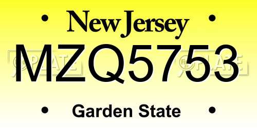 MZQ5753 New Jersey License Plate